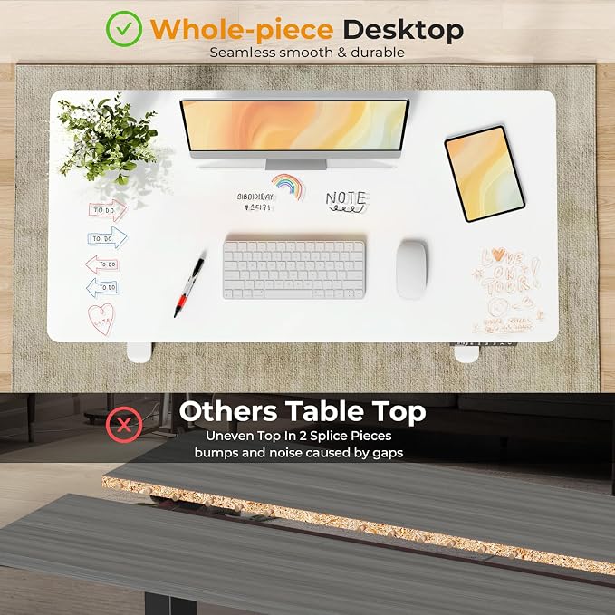 JOY worker Small Electric Standing Desk, 40" x 20" Whole Glass Piece Height Adjustable Desk with Memory Controller, White Sit to Stand Desk Workstation for Home Office