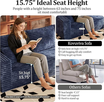 92.5'' U-Shaped Boneless Couches, Sectional Sofa with Deep Seat with Ottoman, Corduroy Modular Sectional Sofa, Convertible Cloud Couch with Oversized Deep Seats No Assembly Needed