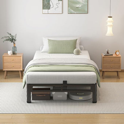 NKZ 10 Inch Twin Size Bed Frame, Metal Bed Frame & Box Spring 2 in 1 Platform with Round Corner Legs, 4000lbs Weight Capacity Reinforced Low Profile Metal Frame, Noise-Free, Easy Assembly