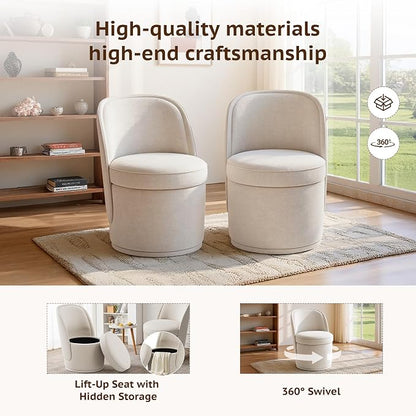 MALOL 360° Swivel Accent Chair- Comfy Living Room Armchair No-Sag Foam & Sturdy Metal Base, Fully Assembled Swivel Accent Single Sofa for Bedroom, Office, Beige