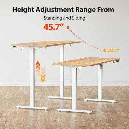 Agilestic Electric Standing Desk, 63 x 24 Inches Height Adjustable Desk, Sit Stand up for Work Office Home, Ergonomic Rising Computer Table with Memory Preset, Light Rustic Brown