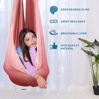 OUTREE Sensory Swing for Kids with 360° Swivel Hanger, Indoor Therapy Swing Great for Autism, ADHD, Sensory Processing Disorder, and Autistic Children (Pink/White)