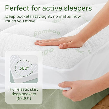 Niagara Sleep Solution Ultra Soft Twin XL Size Mattress Topper - Rayon Derived from Bamboo Pillow Top Mattress Pad for Back Pain Relief - Naturally Cooling for Hot Sleepers, Green