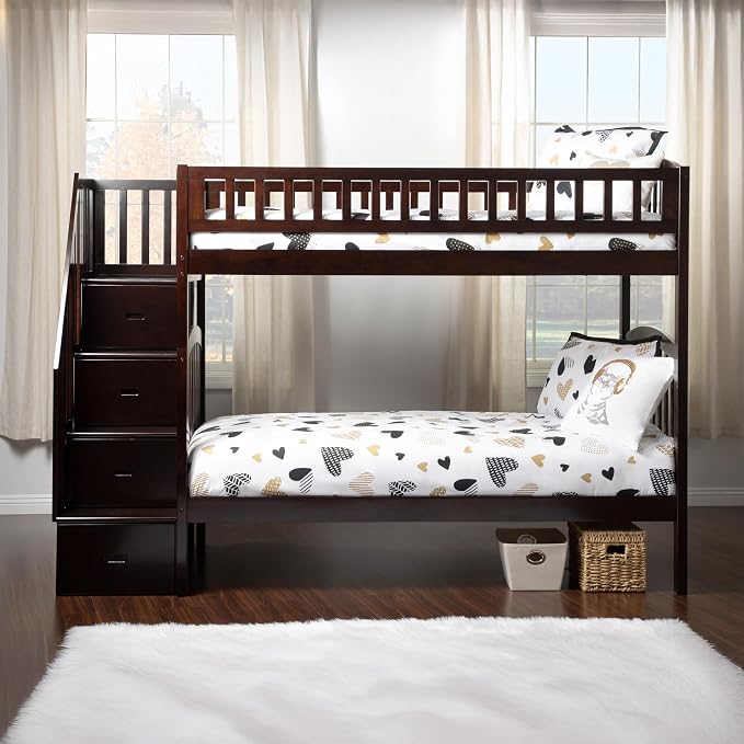 AFI, Westbrook Staircase Bunk Bed Twin Over Twin, Espresso