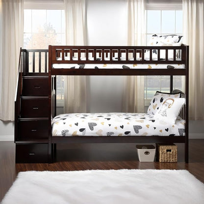 AFI, Westbrook Staircase Bunk Bed Twin Over Twin, Espresso
