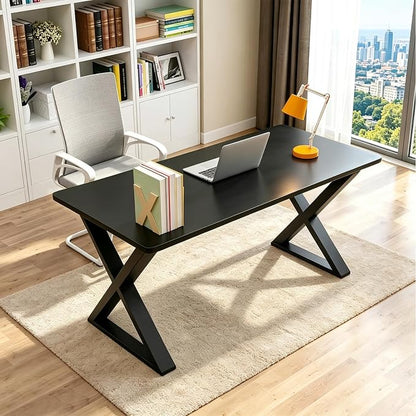 QLLY One-Piece Wood Tabletop, Replacement Board Desktop, Universal Countertop for Table and Workstation (Black, 47.2x23.6 inch)
