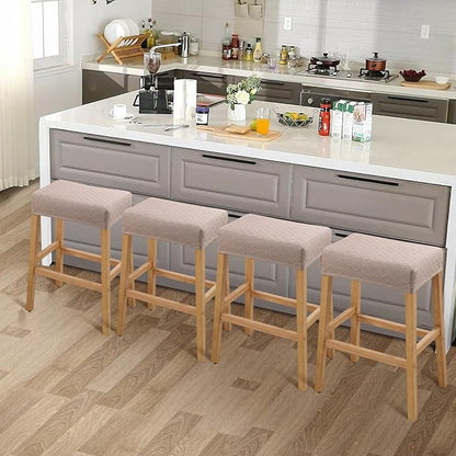 YISUN Stool Covers Rectangle - 4 Pack Stretch Waterproof Saddle Seat Cover Counter Bar Stools Bar Chairs Covers Kitchen Island Chairs Cushion Protector
