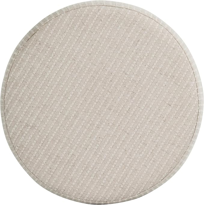 HomePop 19" Round Storage Ottoman - White Woven Stripe