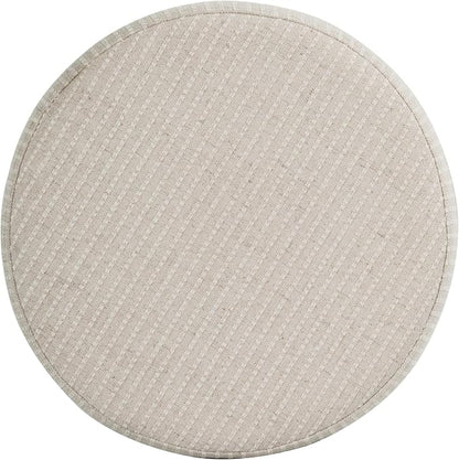 HomePop 19" Round Storage Ottoman - White Woven Stripe