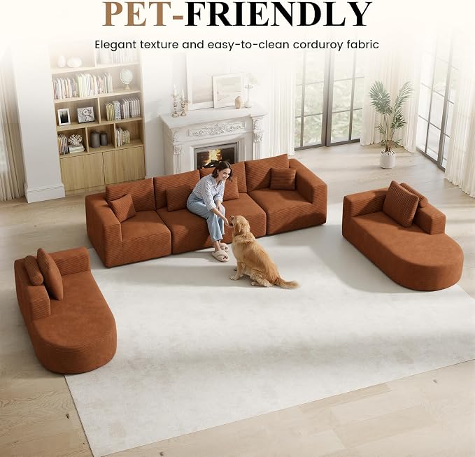 Living Room Furniture Sets,Modern U Shaped Modular Sectional Sofa,Convertible Cloud Couches for Living Room,Comfy 4 Seater with 2 Chaise Furniture Set, Boneless Couch Sofa,1 PCS