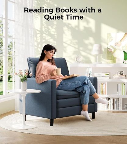 Welzona 3-Layers Cloud Accent Chair, 33" Reading Chair for Bedroom, Living Room - Tool-Free Assembly with Teddy Fabric Couch Chair - Blue Grey - Arm Chairs - Removable Washable Covers - 450lb Capacity