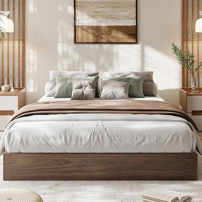 GarveeHome Full Size Wood Platform Bed Frame, Wooden Bed Frame Without Headboard, Wood Slat Support, No Box Spring Needed, Easy Assembly