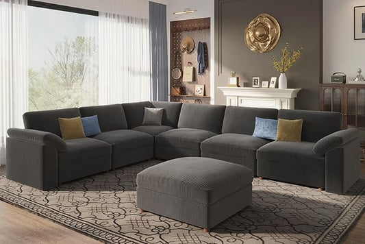 EASE MOOSE Oversized Sectional Modular Sofa, Large L Shape Sectional Couch Wide Deep Seat Modular Cloud Couch, Removable Washable