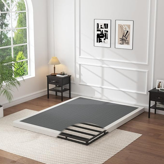 OSASET Low Profile Box Spring King - 3 Inch Box Spring King Heavy Duty Bed Foundation Metal Bed Base Easy Assembly