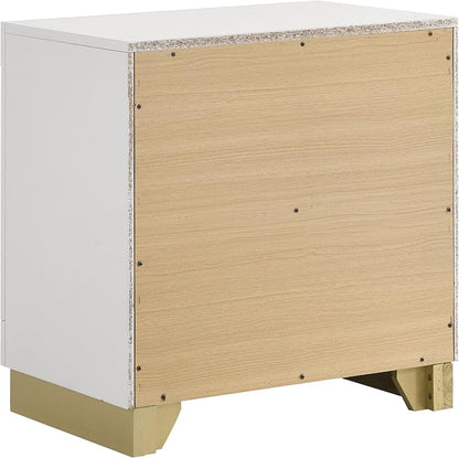 Coaster Home Furnishings Caraway Contemporary 5-Piece Bedroom Set Fabric Upholstered Queen Size LED Panel Bed Frame 55-inch Headboard White 224771Q-S5