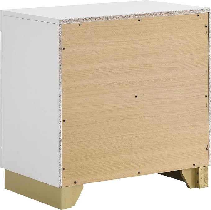Coaster Home Furnishings Caraway Contemporary 5-Piece Bedroom Set Fabric Upholstered Eastern King Size LED Panel Bed Frame 55-inch Headboard White 224771KE-S5