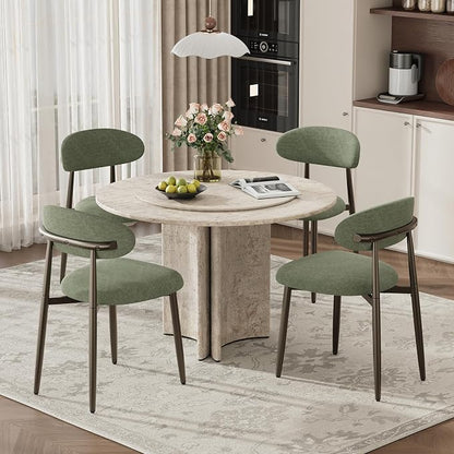 MALOL Dining Chairs Set of 4, Upholstered Kitchen & Dining Room Chairs with Curved Back and Bronze Metal Legs, Comfortable Modern Dining Side Chairs for Dining Room, Kitchen, Green