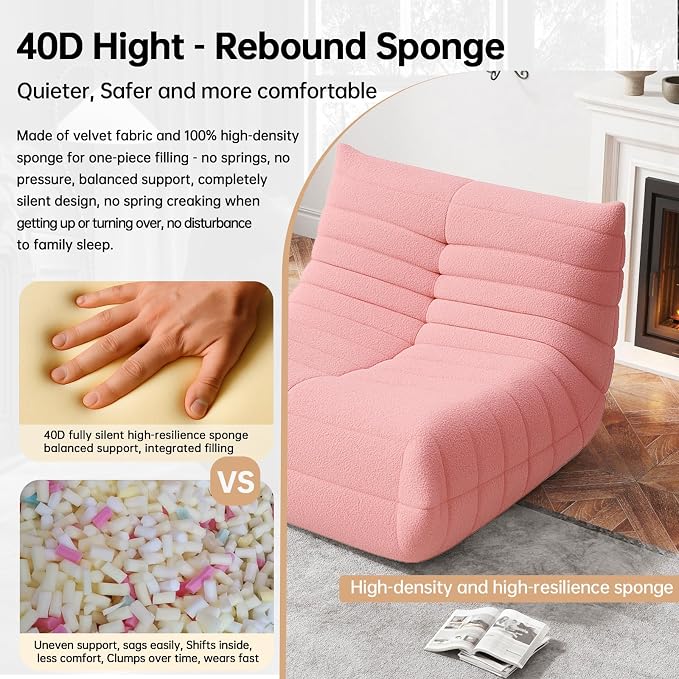 WHGBJA Bean Bag Chair for Adults, Lazy Bean Bag Sofa for Bedroom, Living Room, Reading, Gaming Floor Sofa Chair, Boneless, Comfy