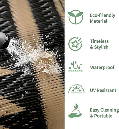 GENIMO Outdoor Rug for Patio Clearance - 6x9 ft Waterproof Plastic Camping Rugs, Reversible Outside Rv Mat Carpet for Porch, Deck, Picnic, Balcony, Beach, Backyard, Black Brown