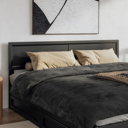 AFI, Sophia Adjustable Modern King Wood Headboard, Black