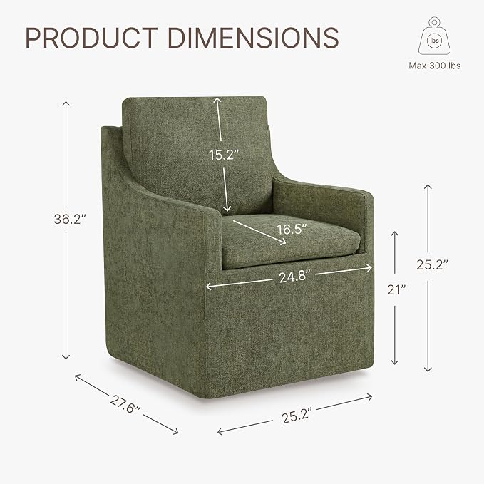 KISLOT Upholstered Dining Chairs Set of 2, Washable Cover Modren Deskchair with 4 Casters & Hidden Storage for Dining Room, Living Room, Home Office, Green, 2 Box