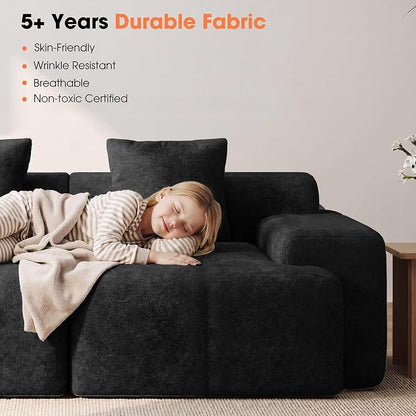 83.5" Boneless Loveseat Couch, 30" Deep Seat Modular Sofa, Cloud Comfy Couches for Living Room, Apartment, Bedroom, No Assembly Required (Dark Gray)