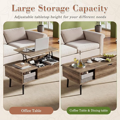 OLIXIS Lift Top Coffee Table with Hidden Storage for Living Room