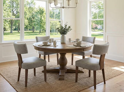RIVOVA Mid Century Modern Dining Chairs Set of 6 PU Leather Upholstered Dining Room Chairs Side Chairs, Modern Kitchen Armless Parson Chairs Solid Wood Dining Chairs, Grey