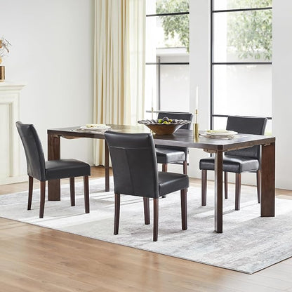 Watson & Whitely Modern Upholstered Dining Chairs, Faux Leather, Black | Solid Wood Legs, Padded Seat, Low Back, Armless Kitchen Chairs for Dining Room, Restaurant, Set of 2