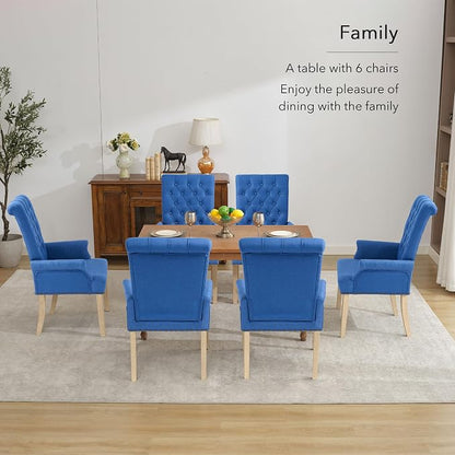 adochr Upholstered Fabric Accent Dining Chair, Elegant Tufted Club Dining Room Kitchen Room Arm Dining Chair,Blue