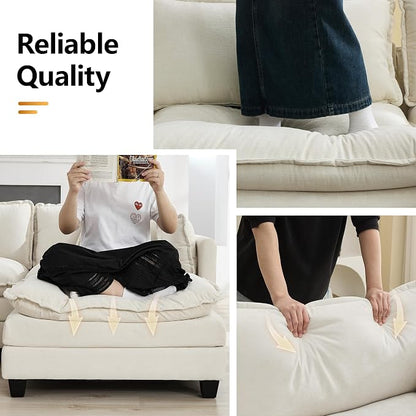 76'' Cloud Deep Seat Loveseat, Upholstered Chenille Modular 2-Seats Sectional Sofa Couch, Modern Comfy Settee Loveseat for Living Room Set, Small Apartment, Beige