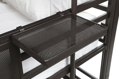 Coaster Home Furnishings Rogen Rustic Metal Twin Over Twin Over Twin Size Triple Bunk Bed Frame with Ladder and Guardrails Fully Slatted Mattress Ready Foundation Dark Bronze 460394T
