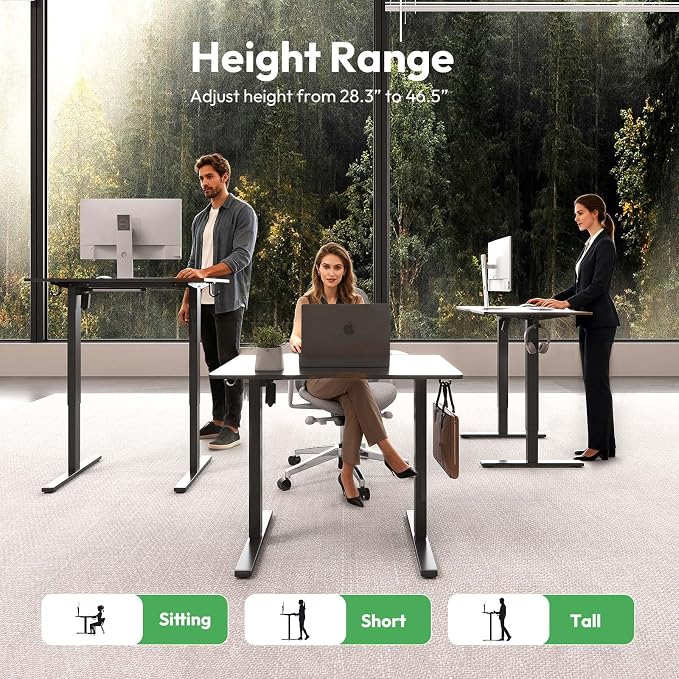 Electric Standing Desk,32x24 Inches Adjustable Height Stand up Desk, Sit Stand Home Office Desk with Splice Board, 3 Preset Heights,Equipped with Hooks,Ergonomic Computer Desk Workstation，Black