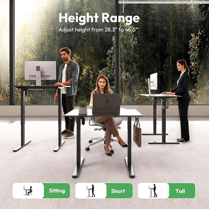 Electric Standing Desk,32x24 Inches Adjustable Height Stand up Desk, Sit Stand Home Office Desk with Splice Board, 3 Preset Heights,Equipped with Hooks,Ergonomic Computer Desk Workstation，Black