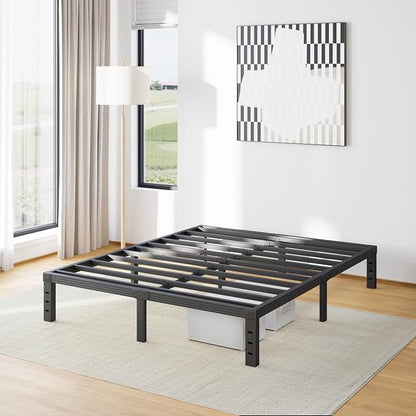 Furnitui 12 Inch High Metal Queen Bed Frame, Platform Bed Frame Queen Size No Box Spring Needed, Easy Assembly, Noise Free, Sturdy, Black
