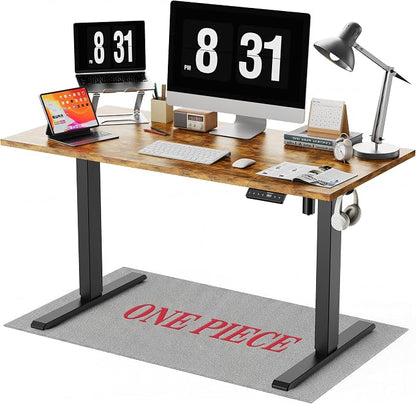 WALKINGDESK 55x28 Inches Whole Piece Electric Standing Desk, Seamless One Piece Height Adjustable Sit to Stand up Desk for Home Office, Ergonomic Computer Workstation, Rustic Brown