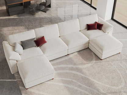 EASE MOOSE Oversized U Shape Sectional Couch Wide Deep seat Sectional Sofa, Comfortable Oversized White Cloud Modular Sofa