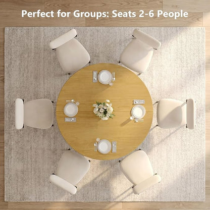 Einhomn 47.2-inch Round Dining Table, Kitchen Table for 4-6, Farmhouse Circle Dining Room Table, Space Saving Wood Kitchen & Dining Room Furniture, Oak