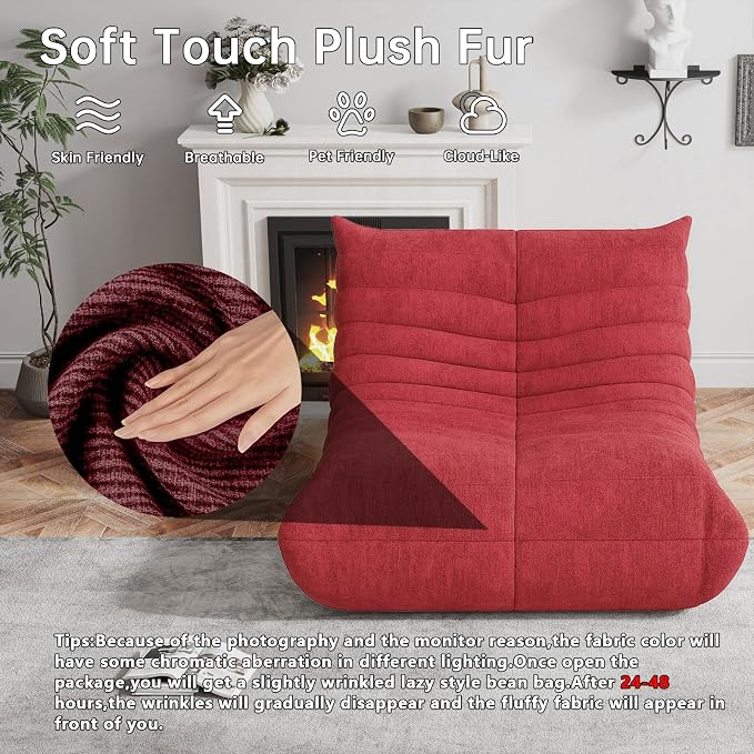 WHGBJA Bean Bag Chair for Adults, Lazy Bean Bag Sofa for Bedroom, Living Room, Reading, Gaming Floor Sofa Chair, Boneless, Comfy