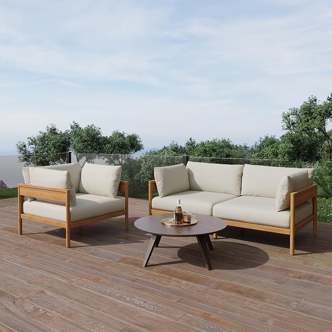 Acanva Vento Patio Outdoor Lounge Chair | All-Weather Aluminium Frame, Water-Resistant Olefin Cushions, Patio Conversation Sets for Backyard, Garden, Porch