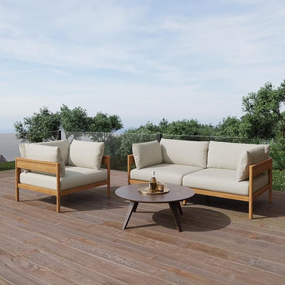 Acanva Vento Patio Outdoor Lounge Chair | All-Weather Aluminium Frame, Water-Resistant Olefin Cushions, Patio Conversation Sets for Backyard, Garden, Porch
