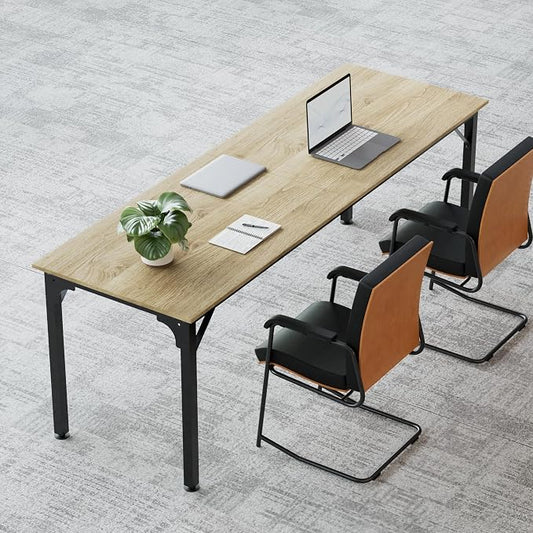 78.7 Inches Extra Long Desk,6.5ft Office Table with Flexible Configuration,Large Computer Table with Adjustable Footpads,Stable Structure,Office Desk for 2 Person (Light Wood)