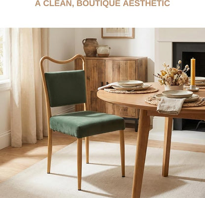 Velvet Dining Chairs Set of 4, Upholstered Dining Chairs with Wood Grained Metal Frame, Mid Century Modern Velvet Chairs for Dining Room, Kitchen and Restaurant,Velvet Green