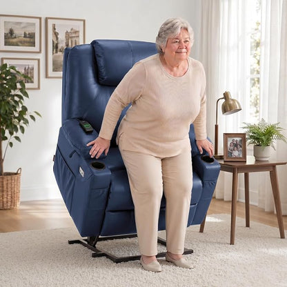 MCombo Power Lift Recliner Chair for Elderly R7042(Blue, Small-Wide)