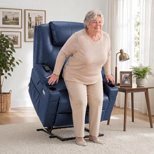 MCombo Power Lift Recliner Chair for Elderly R7042(Blue, Small-Wide)