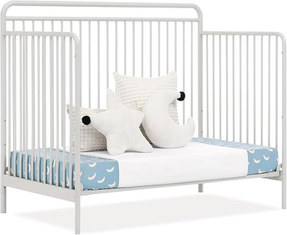 Delta Children Hayden 5-in-1 Convertible Metal Crib, Warm Gray