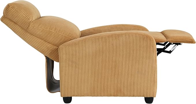 Lexicon Corduroy Pushback Recliner Chair Armchair Push Back Recliner, Solid Wood Frame and Metal Base, Easy Assembly Small Soft Single Sofa Accent Chair for Living Room/Office/Apartment, Yellow