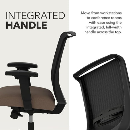 HON Convergence Ergonomic Office Chair with Mesh Back, Adjustable Arms, Lumbar Support, Synchro‑Tilt Desk Chair with Wheels for Home Office or Computer Use, Black Frame, Bark