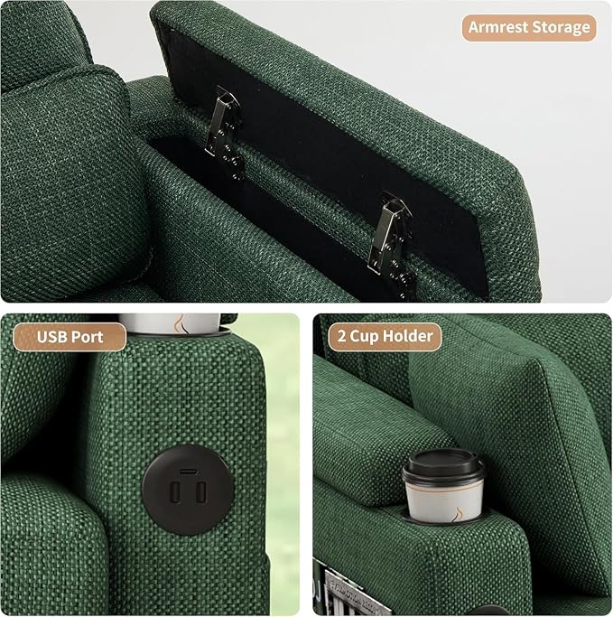 104.7" U-Shaped Sectional Sofa Couch, Pull-Out Sleeper Sofa Bed with Storage Chaise, Double Cup Holders, Dual USB Charging Ports, Couches for Living Room Apartment