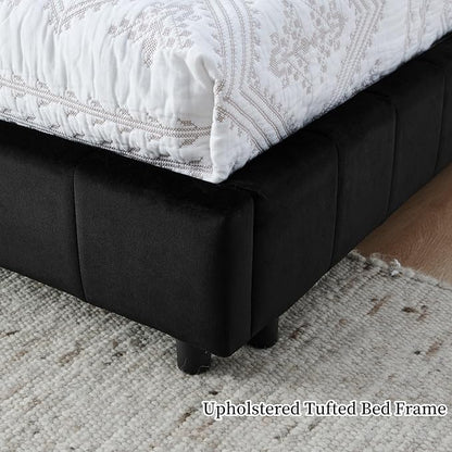 KEIKI Full Size L Shape Corner Bed Frames with Backrest and Armrests, Velvet Upholstered Sofa Daybed for Small Room, Living Room, Bedroom, Guest Room, Kids' Room